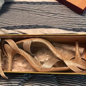 Champagne colored Sparkling Strappy heels